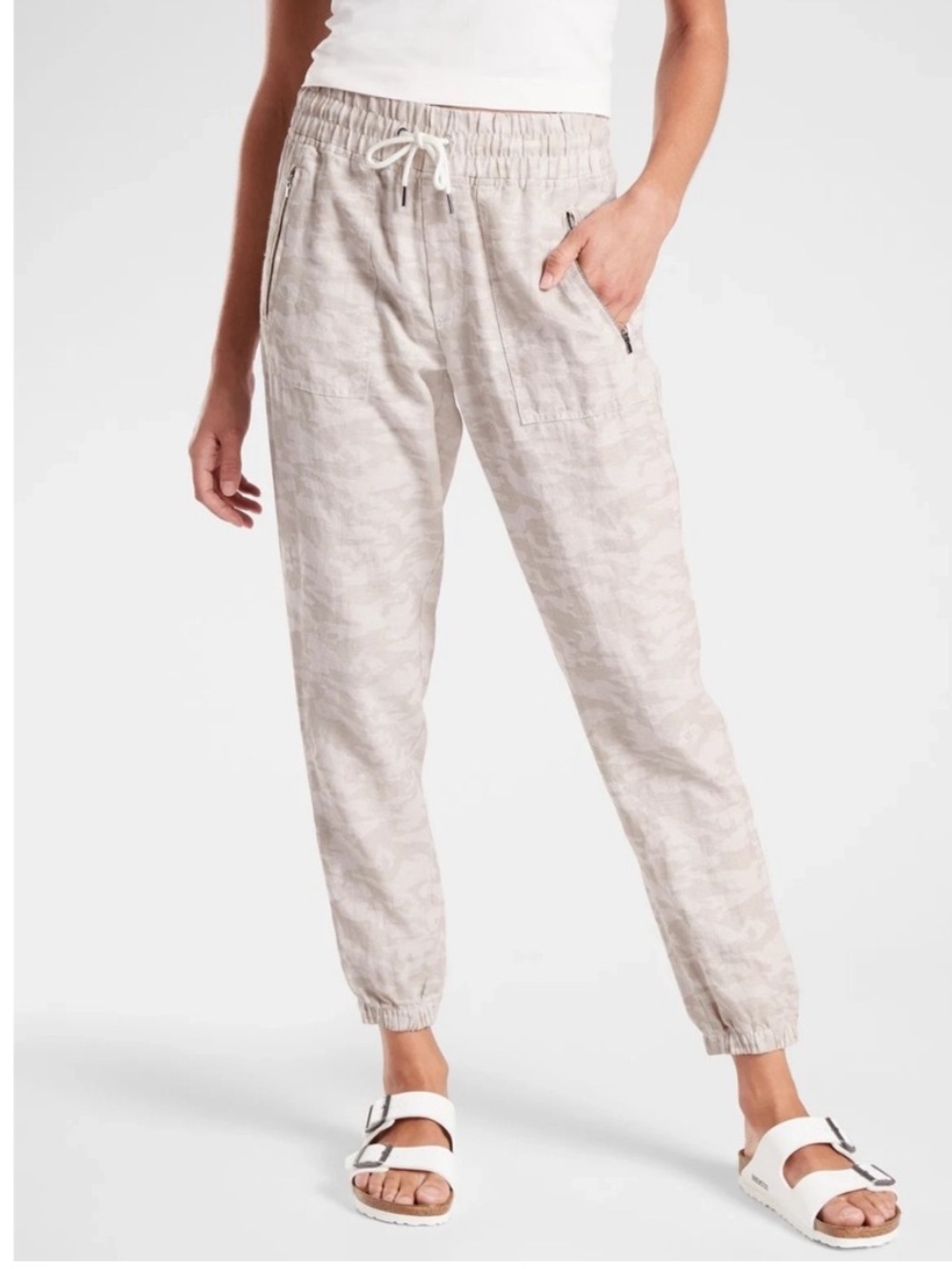 Athleta cabo tide linen joggers sz 12 outdoor beach athletic workout